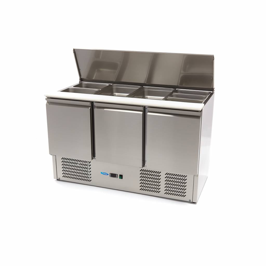 Saladette - Profesional - 400L - 137cm - 3 Puertas - incl Tabla de Cortar